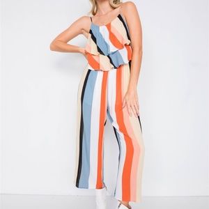 Layered Flounce Cami Strap Flare Leg Jumpsuit